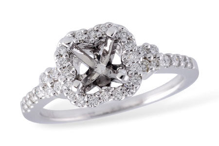 Allison Kaufman Diamond Engagement Ring Semi-Mount in 14K White Gold, 0.32 ctw (L7257)