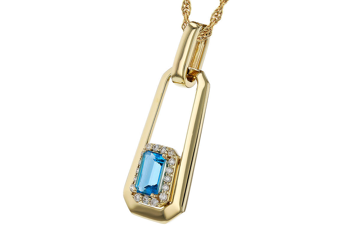 Allison Kaufman Blue Topaz & Diamond Necklace in 14K Yellow Gold, 0.40 ctw, alternate view