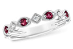 Allison Kaufman Ruby & Diamond Wedding Band in 14K White Gold, 0.26 ctw