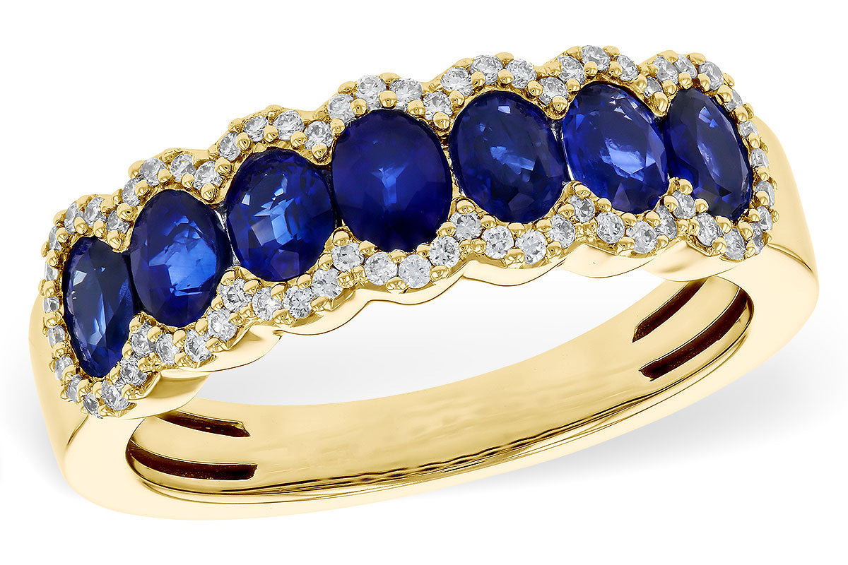 Allison Kaufman Sapphire & Diamond Wedding Band in 14K Yellow Gold, 1.65 ctw
