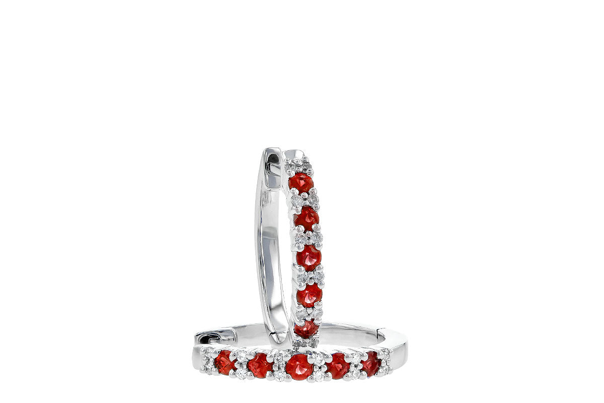 Allison Kaufman Ruby & Diamond Earrings in 14K White Gold, 0.30 ctw, alternate view