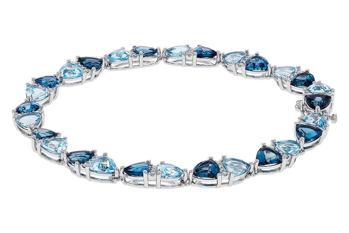 Allison Kaufman Blue Topaz & Diamond Bracelet in 14K White Gold, 12.50 ctw