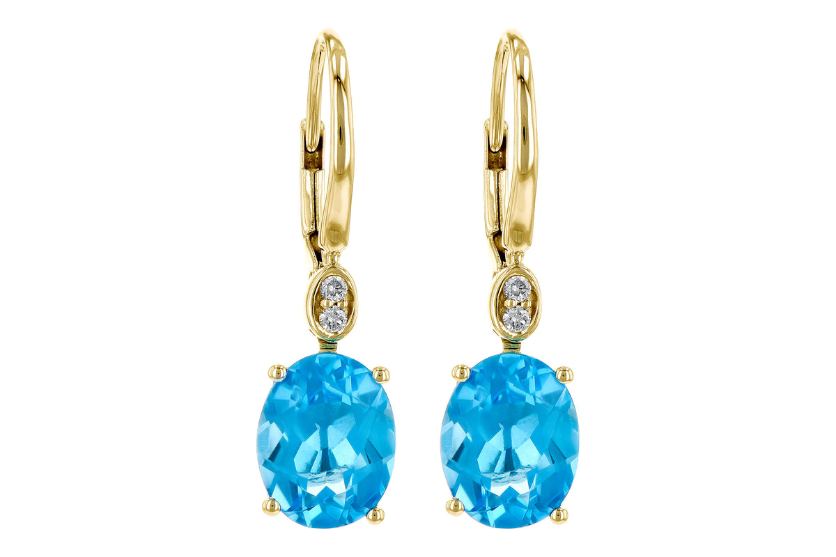 Allison Kaufman Blue Topaz & Diamond Earrings in 14K Yellow Gold, 3.75 ctw