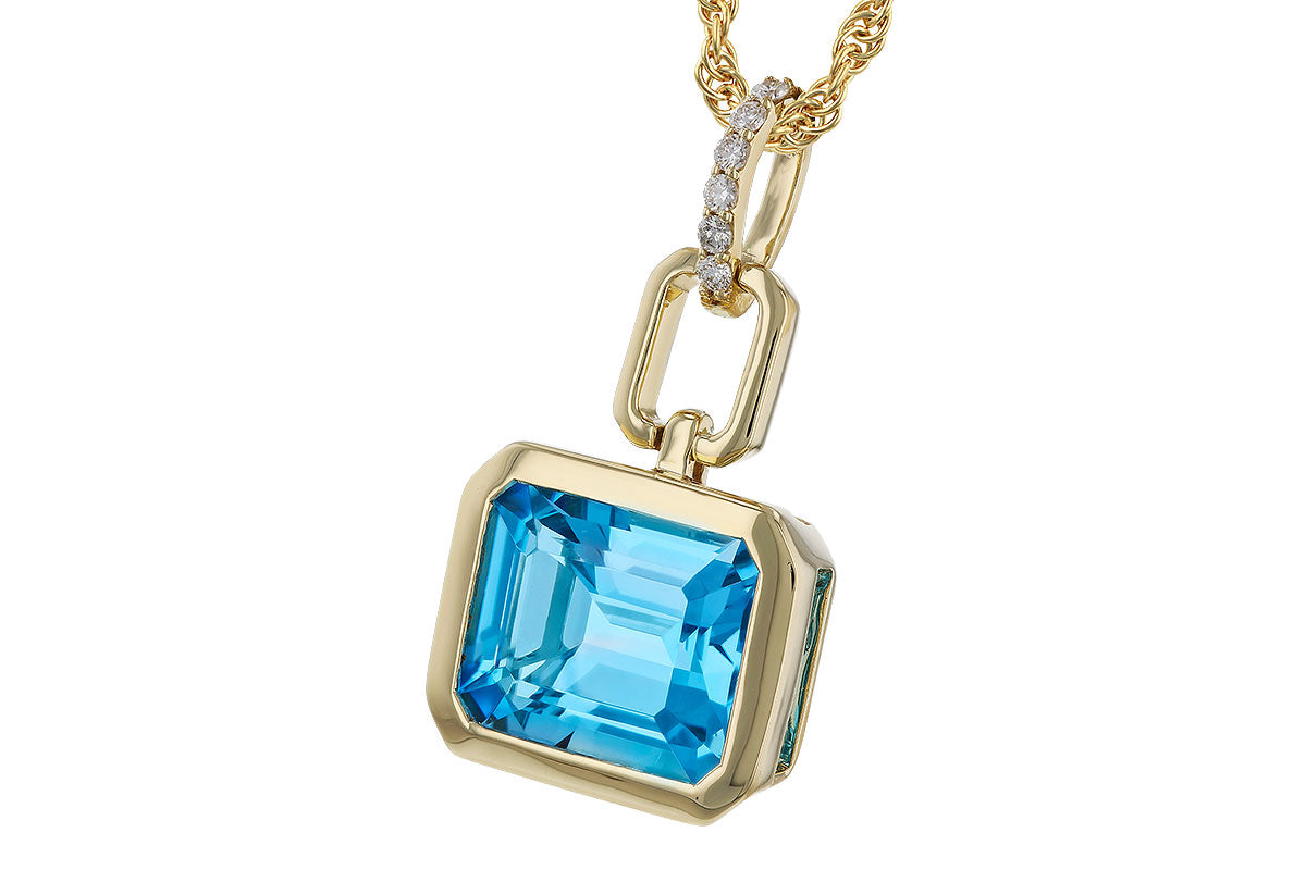 Allison Kaufman Blue Topaz & Diamond Necklace in 14K Yellow Gold, 3.30 ctw, alternate view