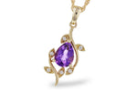 Allison Kaufman Amethyst & Diamond Necklace in 14K Yellow Gold, 0.93 ctw