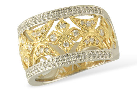 Allison Kaufman Diamond Wedding Band in 14K Two-Tone Gold, 0.42 ctw