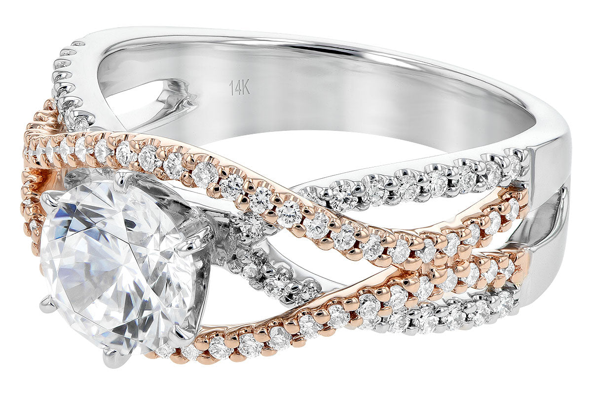 Allison Kaufman Diamond Engagement Ring Semi-Mount in 14K Two-Tone Gold, 0.53 ctw, alternate view