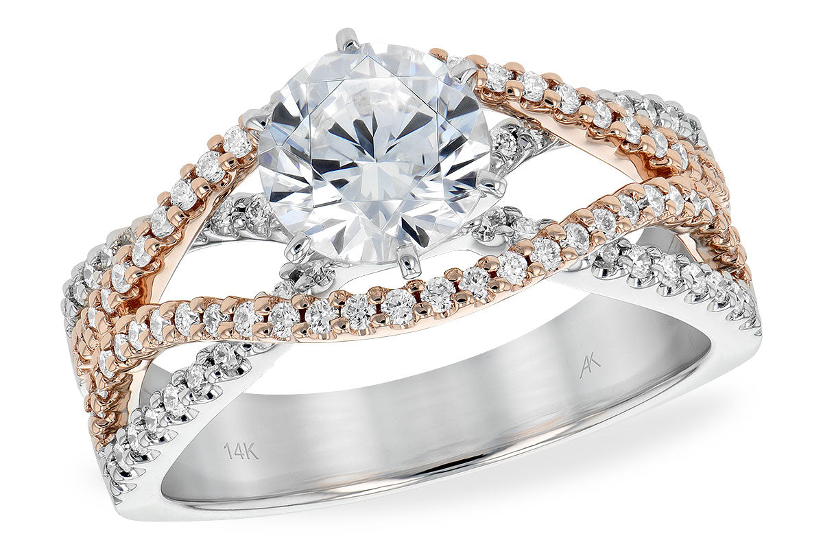 Allison Kaufman Diamond Engagement Ring Semi-Mount in 14K Two-Tone Gold, 0.53 ctw