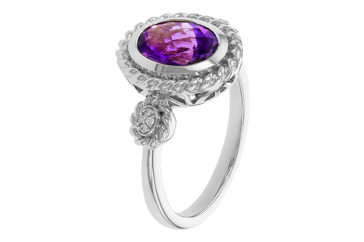 Allison Kaufman Amethyst & Diamond Ring in 14K White Gold, 1.40 ctw, alternate view