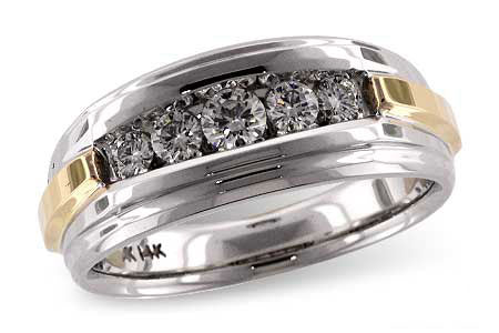 Allison Kaufman Diamond Men's Wedding Band in 14K Two-Tone Gold, 0.50 ctw