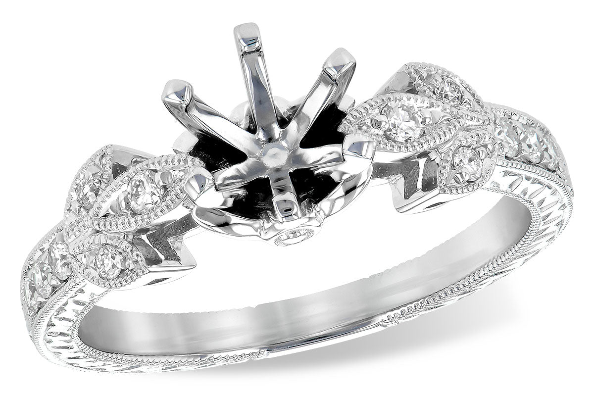 Allison Kaufman Diamond Engagement Ring Semi-Mount in 14K White Gold, 0.15 ctw