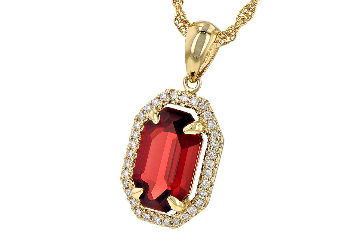Allison Kaufman Garnet & Diamond Necklace in 14K Yellow Gold, 1.75 ctw, alternate view