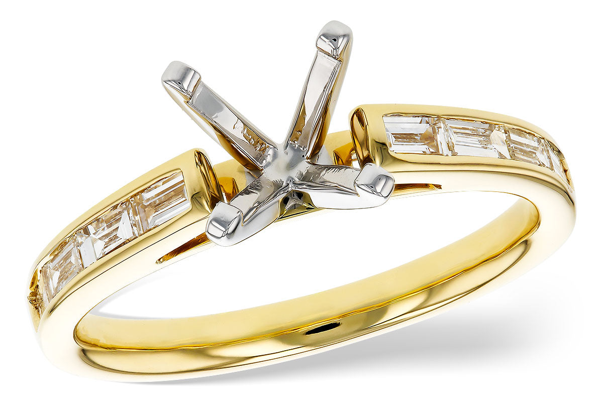 Allison Kaufman Baguette Diamond Engagement Ring Semi-Mount in 14K Yellow Gold, 0.38 ctw