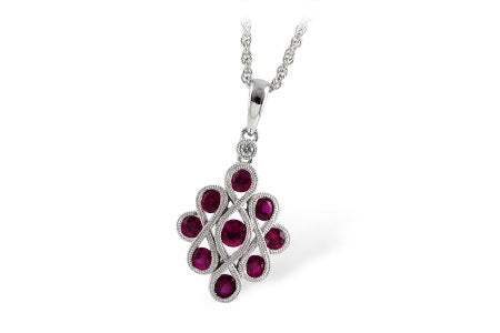 Allison Kaufman Ruby & Diamond Necklace in 14K White Gold, 0.87 ctw