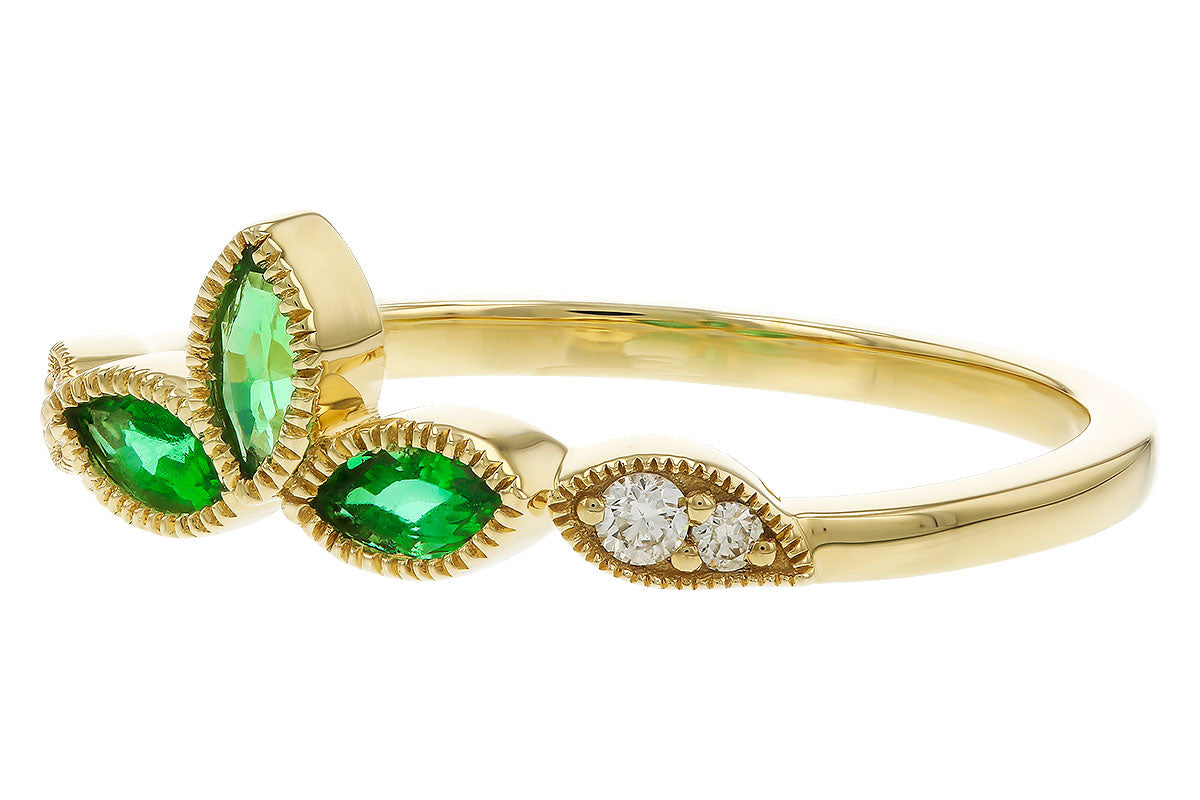 Allison Kaufman Emerald & Diamond Band Enhancer in 14K Yellow Gold, 0.28 ctw, alternate view
