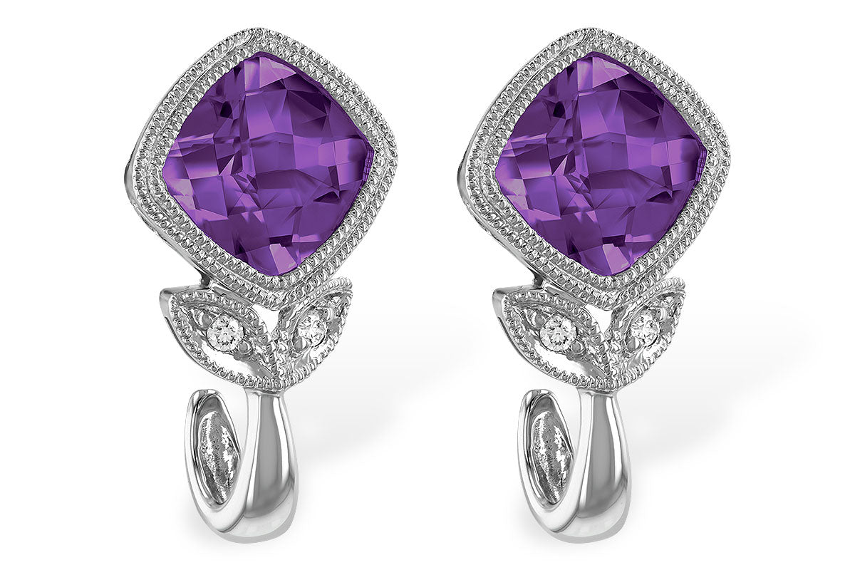 Allison Kaufman Amethyst & Diamond Earrings in 14K White Gold, 1.73 ctw