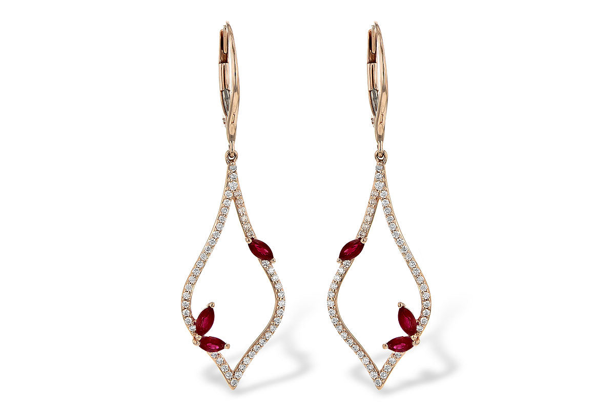 Allison Kaufman Ruby & Diamond Earrings in 14K Rose Gold, 0.95 ctw