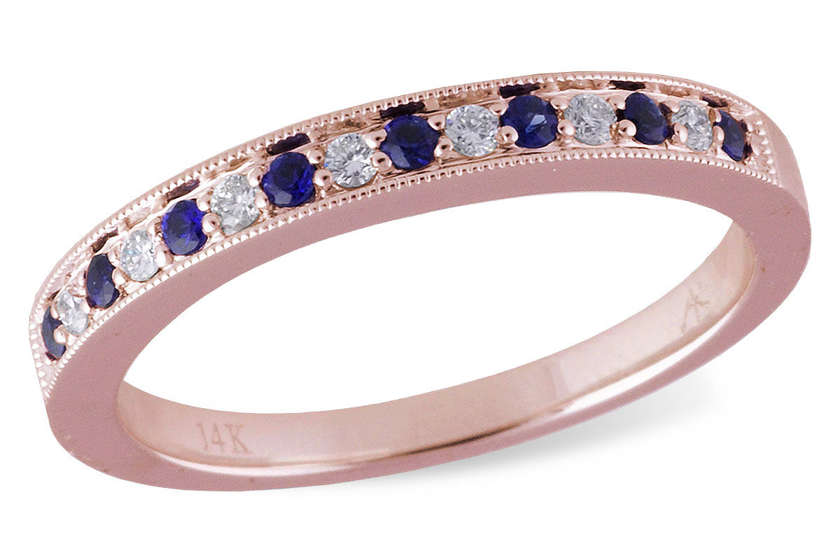 Allison Kaufman Sapphire & Diamond Wedding Band in 14K Rose Gold, 0.21 ctw