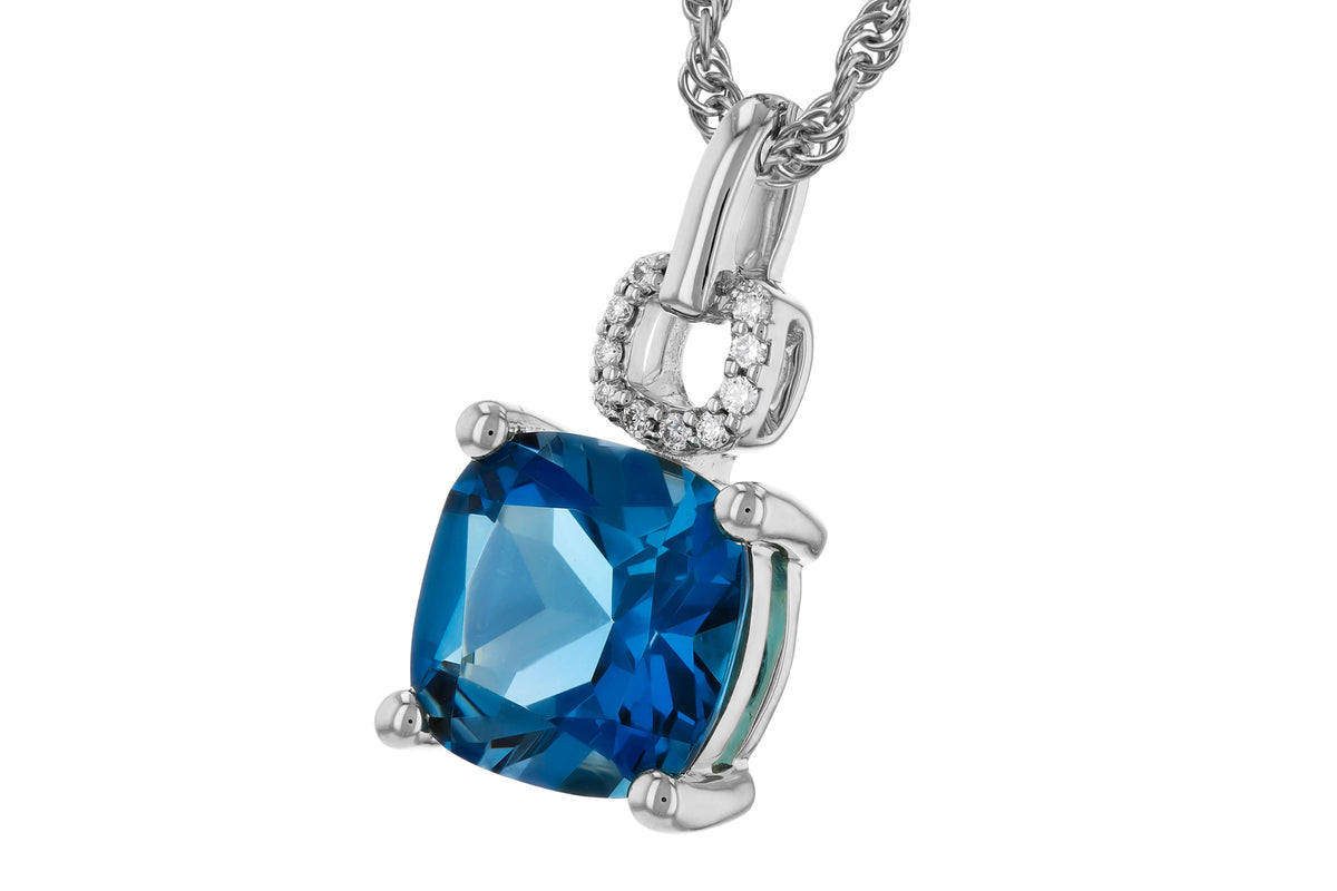 Allison Kaufman London Blue Topaz & Diamond Necklace in 14K White Gold, 2.18 ctw, alternate view
