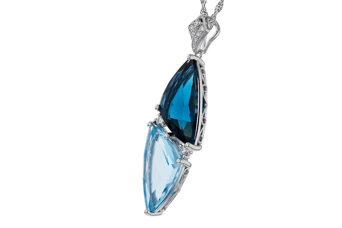 Allison Kaufman Blue Topaz & Diamond Necklace in 14K White Gold, 6.97 ctw, alternate view