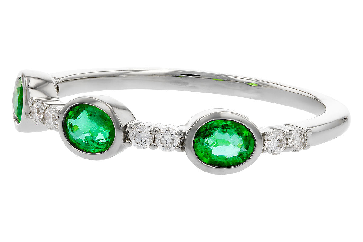 Allison Kaufman Emerald & Diamond Wedding Band in 14K White Gold, 0.58 ctw, alternate view