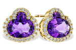 Allison Kaufman Amethyst & Diamond Earrings in 14K Yellow Gold, 2.20 ctw
