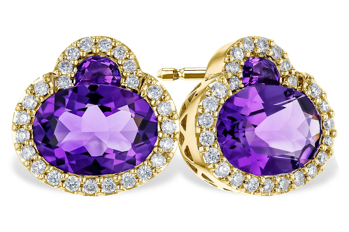 Allison Kaufman Amethyst & Diamond Earrings in 14K Yellow Gold, 2.20 ctw
