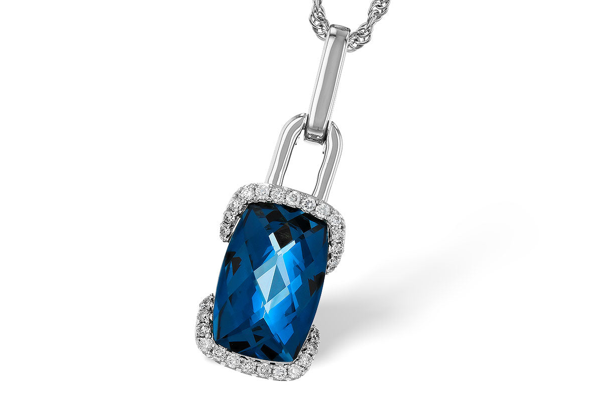 Allison Kaufman London Blue Topaz & Diamond Necklace in 14K White Gold, 3.90 ctw