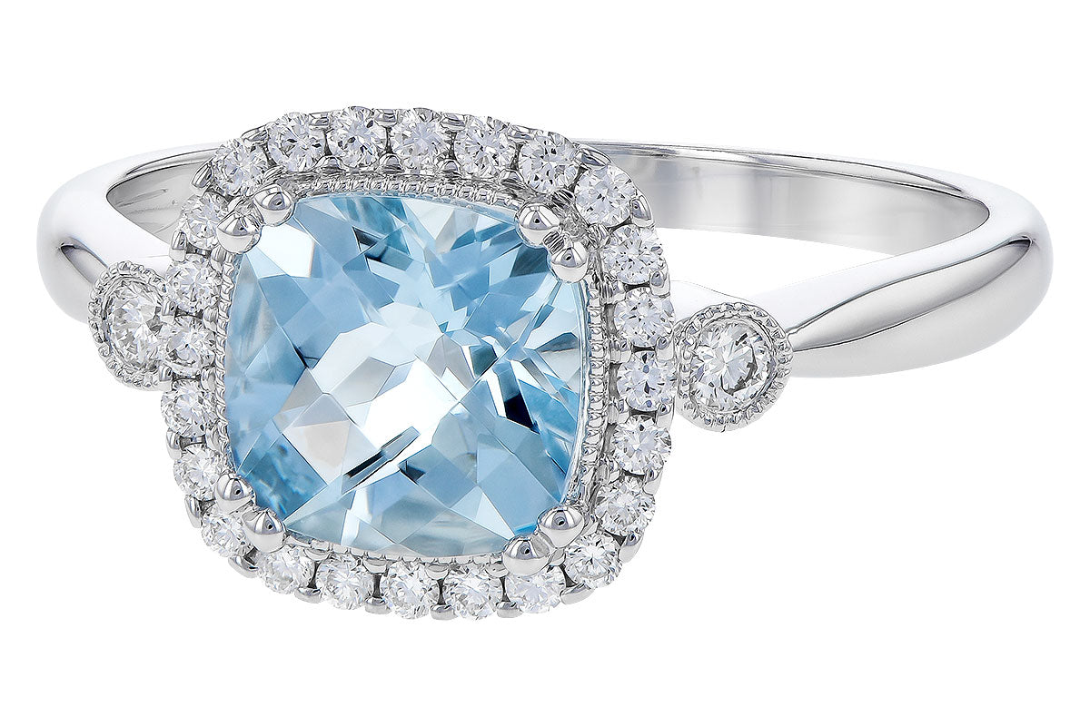Allison Kaufman Aquamarine & Diamond Ring in 14K White Gold, 1.40 ctw, alternate view