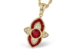 Allison Kaufman Ruby & Diamond Necklace in 14K Yellow Gold, 0.70 ctw (N8248)