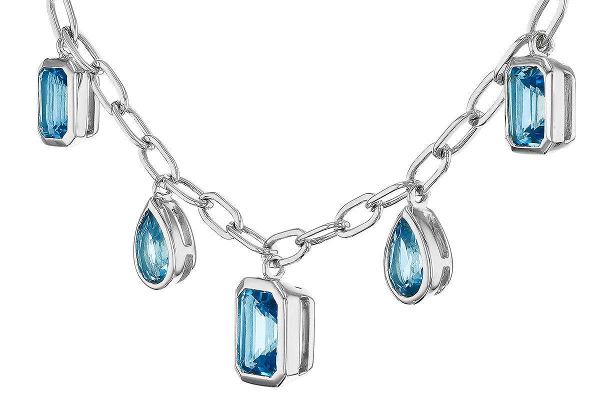 Allison Kaufman Blue Topaz Necklace in 14K White Gold, 4.10 ctw, alternate view