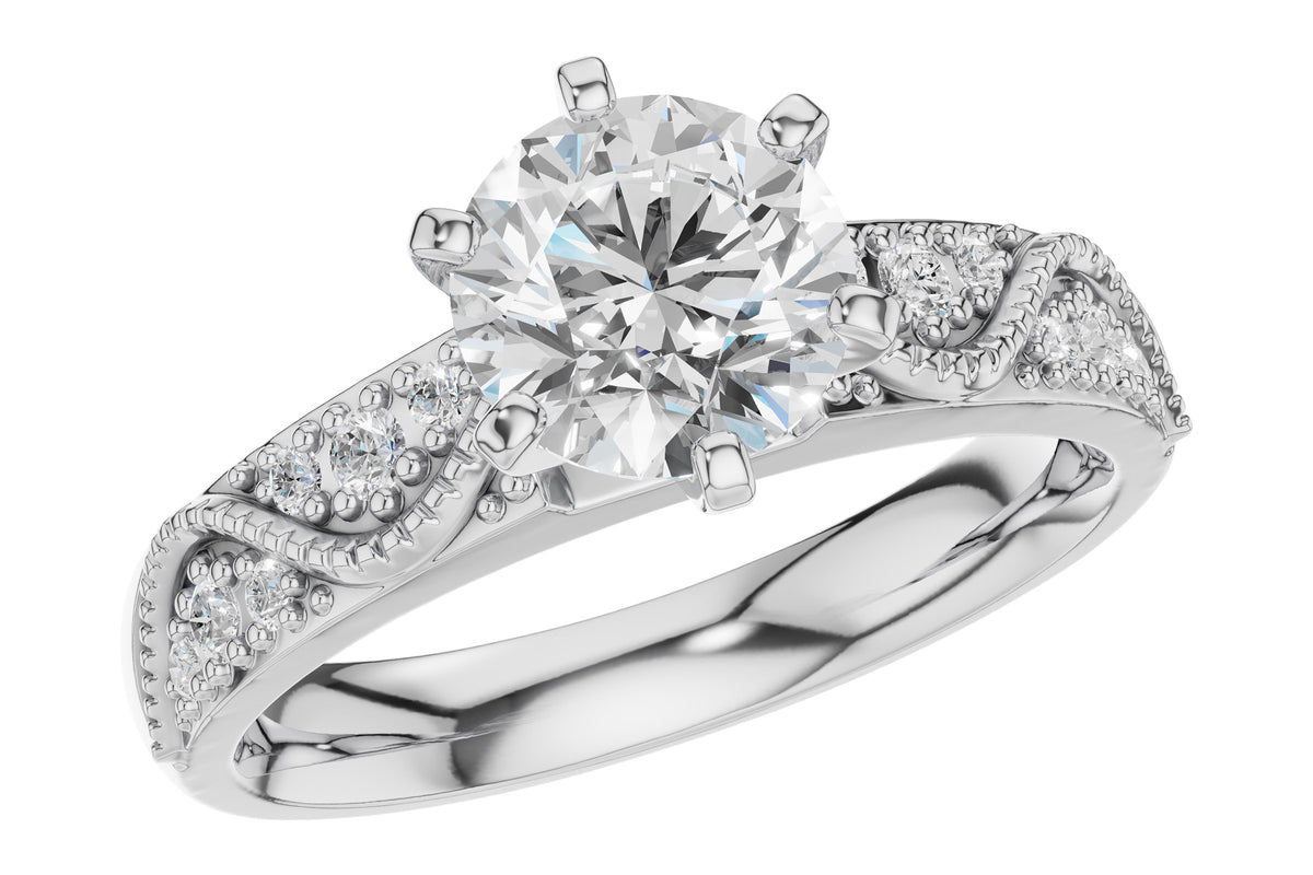 Allison Kaufman Diamond Engagement Ring Semi-Mount in 14K White Gold, 0.12 ctw (L7950)