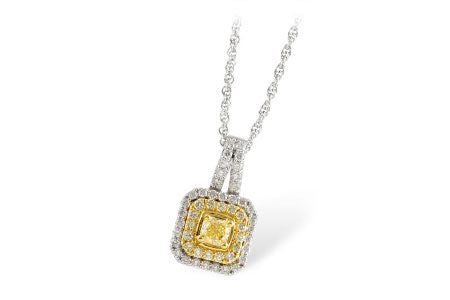 Allison Kaufman Yellow Diamond Necklace in 14K Two-Tone Gold, 0.89 ctw