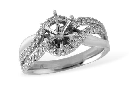 Allison Kaufman Diamond Engagement Ring Semi-Mount in 14K White Gold, 0.49 ctw
