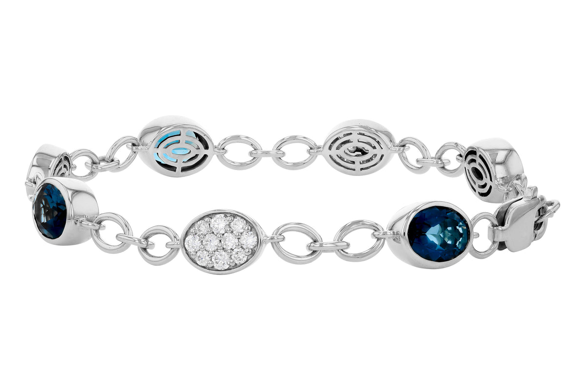 Allison Kaufman London Blue Topaz & Diamond Bracelet in 14K White Gold, 6.00 ctw, alternate view