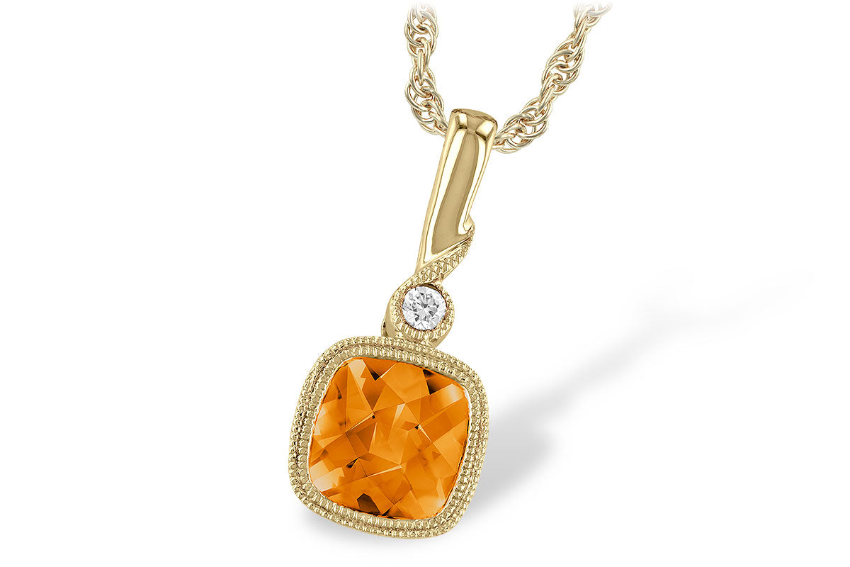 Allison Kaufman Citrine & Diamond Necklace in 14K Yellow Gold, 0.70 ctw