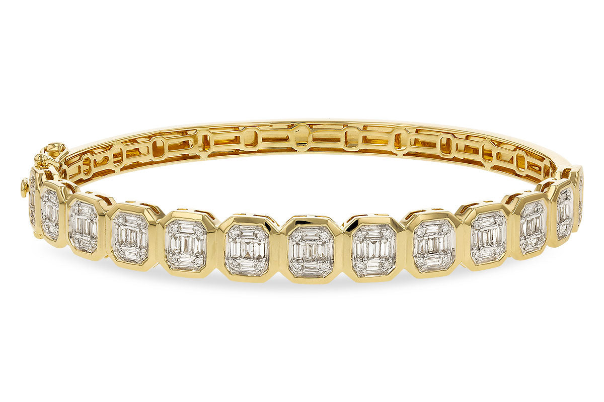 Allison Kaufman Baguette Diamond Bangle Bracelet in 14K Yellow Gold, 1.00 ctw