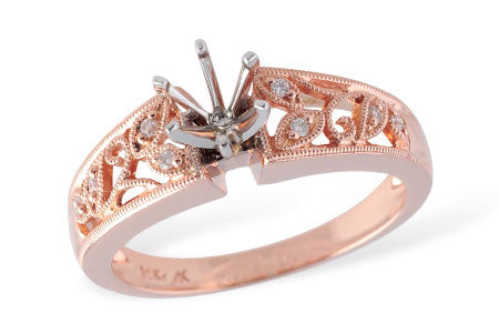 Allison Kaufman Diamond Engagement Ring Semi-Mount in 14K Rose Gold, 0.04 ctw (L7177)
