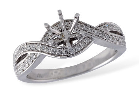 Allison Kaufman Diamond Engagement Ring Semi-Mount in 14K White Gold, 0.28 ctw (L7380)