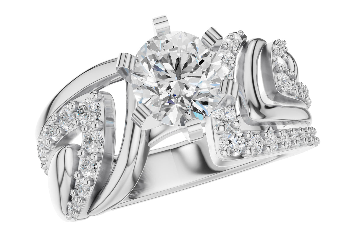 Allison Kaufman Diamond Engagement Ring Semi-Mount in 14K White Gold, 0.45 ctw