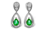 Allison Kaufman Emerald & Diamond Earrings in 14K White Gold, 0.32 ctw