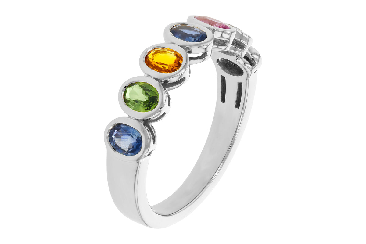 Allison Kaufman Sapphire Wedding Band in 14K White Gold, 1.54 ctw, alternate view