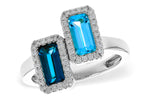 Allison Kaufman Blue Topaz & Diamond Ring in 14K White Gold, 1.90 ctw