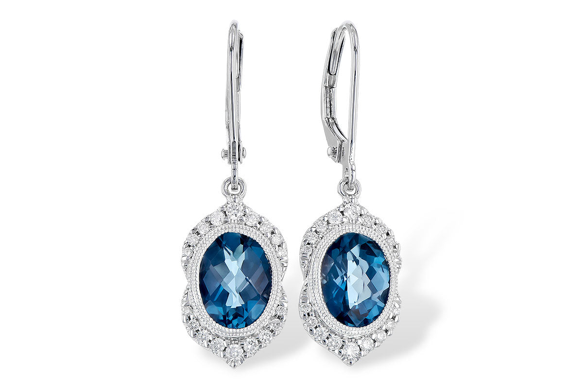 Allison Kaufman London Blue Topaz & Diamond Earrings in 14K White Gold, 2.64 ctw