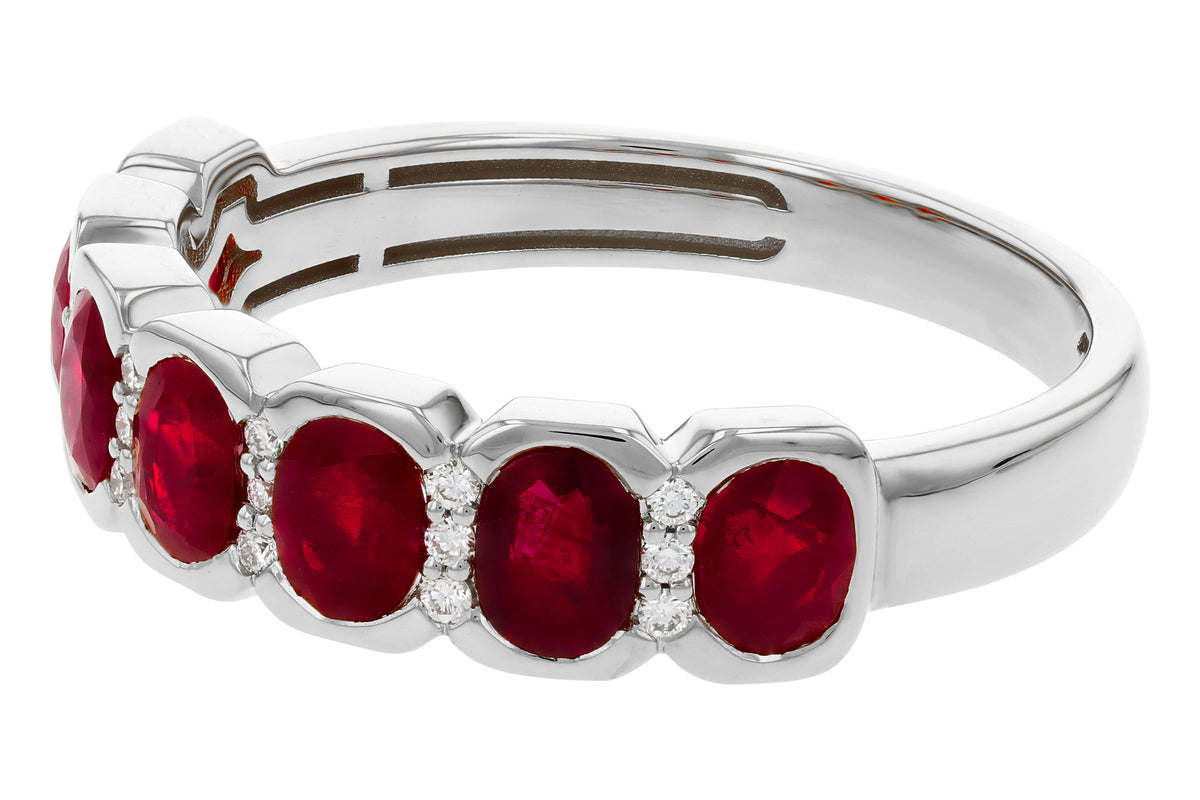 Allison Kaufman Ruby & Diamond Wedding Band in 14K White Gold, 1.52 ctw, alternate view