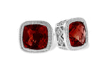 Allison Kaufman Garnet Earrings in 14K White Gold, 2.50 ctw