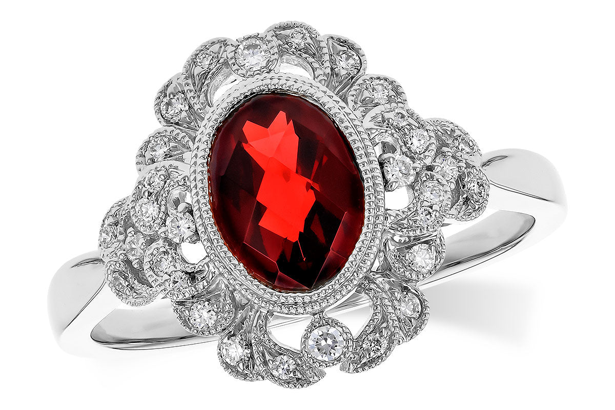 Allison Kaufman Garnet & Diamond Ring in 14K White Gold, 1.56 ctw