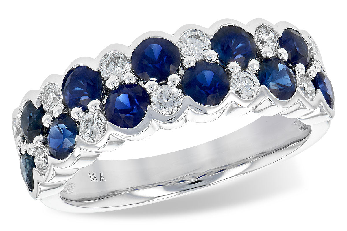 Allison Kaufman Sapphire & Diamond Wedding Band in 14K White Gold, 1.90 ctw (W2356)