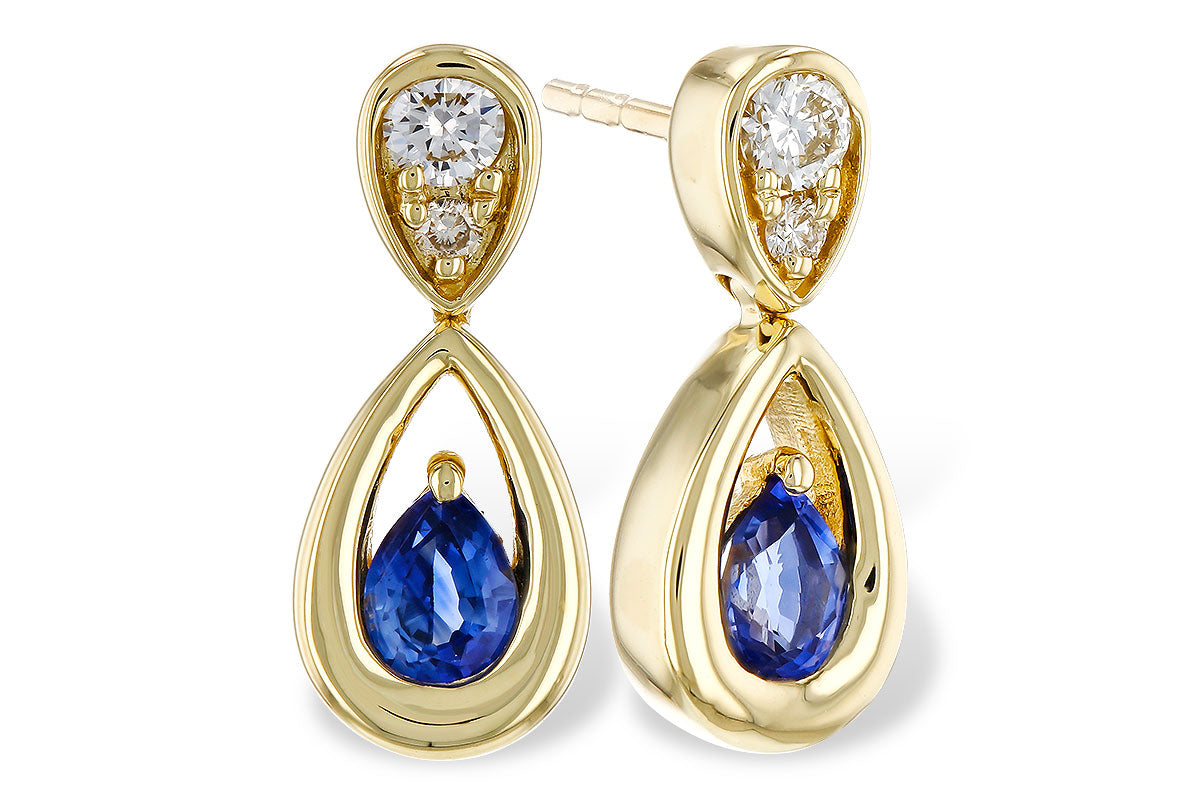 Allison Kaufman Sapphire & Diamond Earrings in 14K Yellow Gold, 0.54 ctw