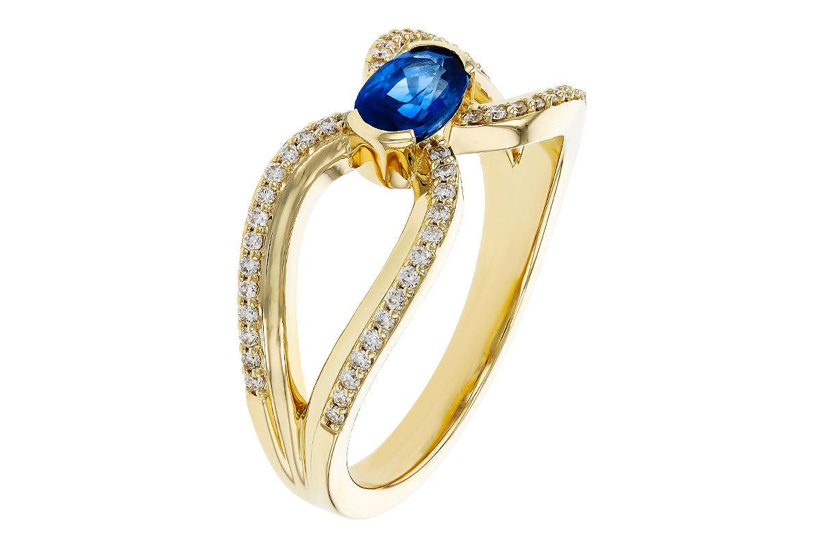 Allison Kaufman Sapphire & Diamond Ring in 14K Yellow Gold, 0.75 ctw, alternate view